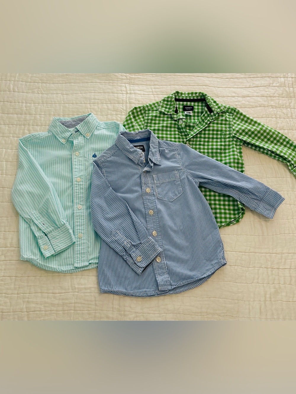 OshKosh B'gosh & Carter’s Boys Button-Down Shirts in Blue, Green, Mint